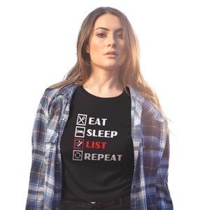 Eat Sleep List Repeat Tee